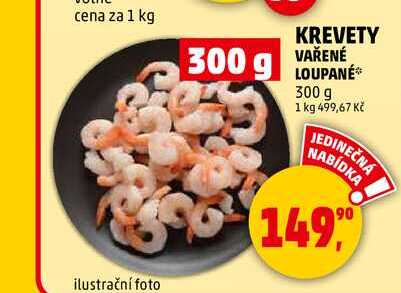 KREVETY VAŘENÉ LOUPANÉ, 300 g