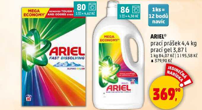 ARIEL prací prášek, 4,4 kg 