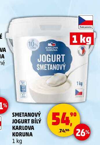 SMETANOVÝ JOGURT BÍLY KARLOVA KORUNA, 1 kg