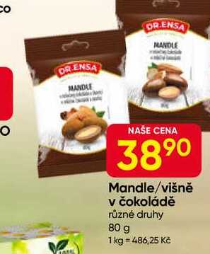 DR.ENSA Mandle/višně v čokoládě různé druhy 80 g 