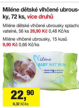 Miléne dětské vlhčené ubrousky 72 ks