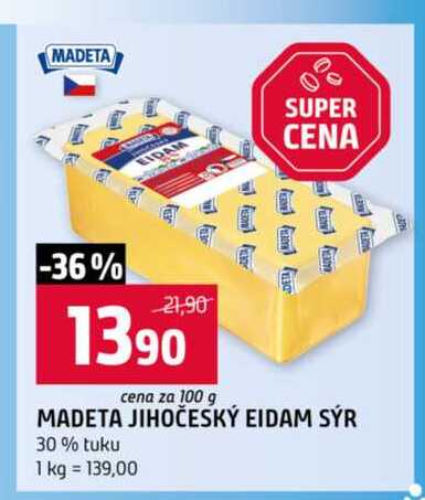 MADETA JIHOČESKÝ EIDAM SÝR 30% tuku 100g