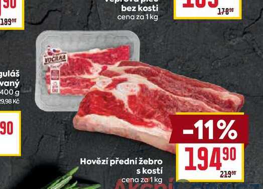 Hovězí přední žebro s kostí cena za 1 kg