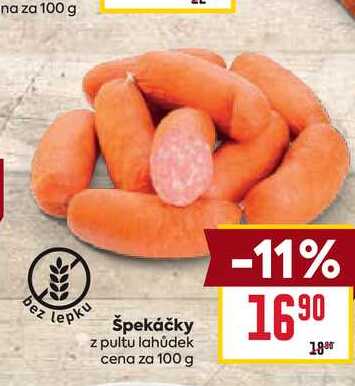 Špekáčky z pultu lahůdek cena za 100 g 