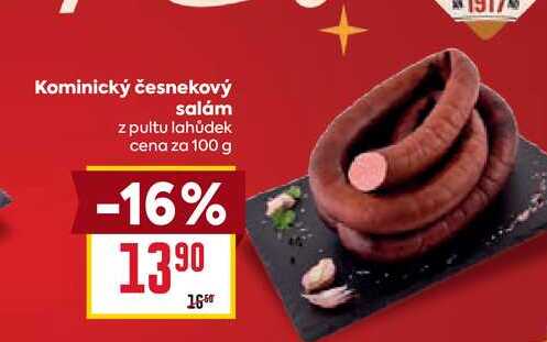 Kominický česnekový salám z pultu lahůdek cena za 100 g