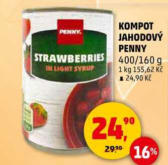 KOMPOT JAHODOVÝ PENNY, 400 g