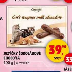 JAZÝČKY ČOKOLÁDOVÉ CHOCO'LA, 100 g