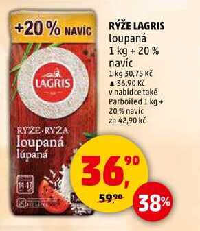 RÝŽE LAGRIS loupaná, 1 kg + 20% navíc