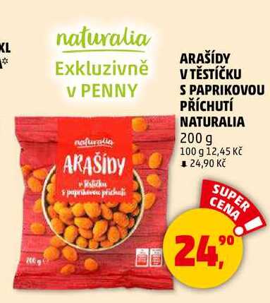 ARAŠÍDY V TĚSTÍČKU S PAPRIKOVOU PŘÍCHUTÍ NATURALIA, 200 g