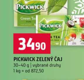 PICKWICK ZELENÝ ČAJ 30-40 g vybrané druhy