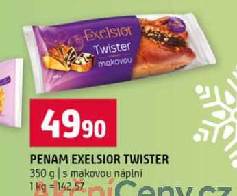 PENAM EXELSIOR TWISTER 350 g s makovou náplní