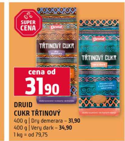 DRUID CUKR TŘTINOVÝ 400 g Dry demerara 400 g Very dark 