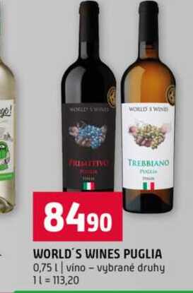WORLD'S WINES PUGLIA 0,75l vino vybrané druhy
