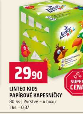 LINTEO KIDS PAPÍROVÉ KAPESNÍČKY 80 ks 2vrstvé v boxu