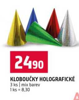 KLOBOUČKY HOLOGRAFICKÉ 3 ks mix barev