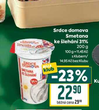Srdce domova Smetana ke šlehání 31% 200 g
