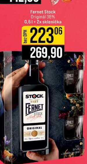 Fernet Stock Originál 38% 0,5l+ 2x sklenička