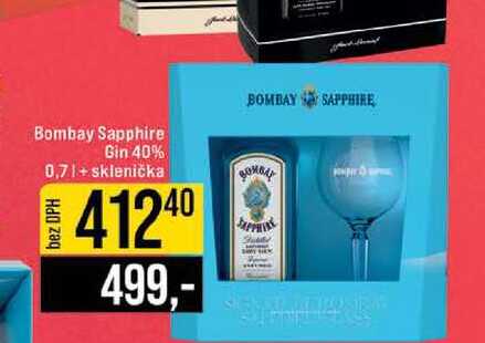 Bombay Sapphire Gin 40% 0,7l+ sklenička