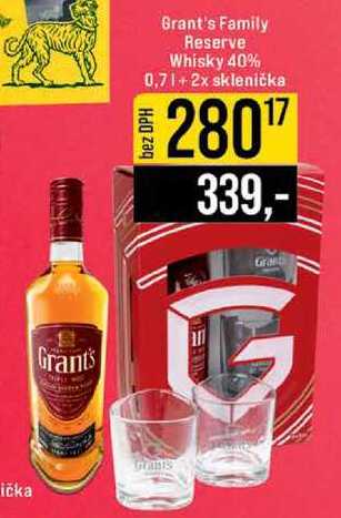 Grant's Family Reserve Whisky 40% 0,7l + 2x sklenička
