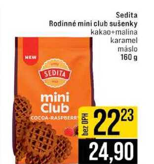 Sedita Rodinné mini club sušenky kakao+malina karamel máslo 160 g