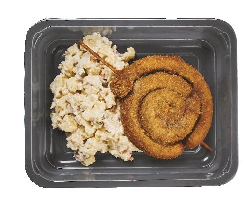 Smažená vinná klobása s bramborovým salátem