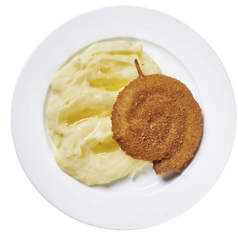 Smažená vinná klobása s bramborovou kaší