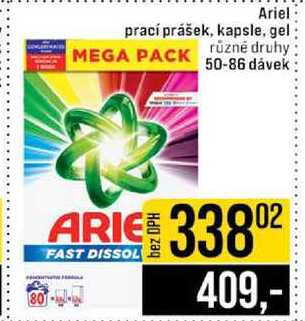 Ariel prací prášek, kapsle, gel různé druhy 50-86 dávek