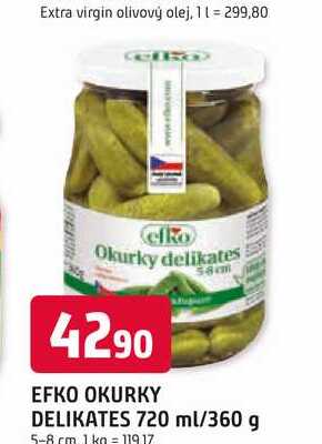 efko Okurky delikates 5-8 cm 720ml/360g