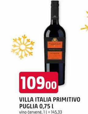 VILLA ITALIA PRIMITIVO PUGLIA 0,75 L 