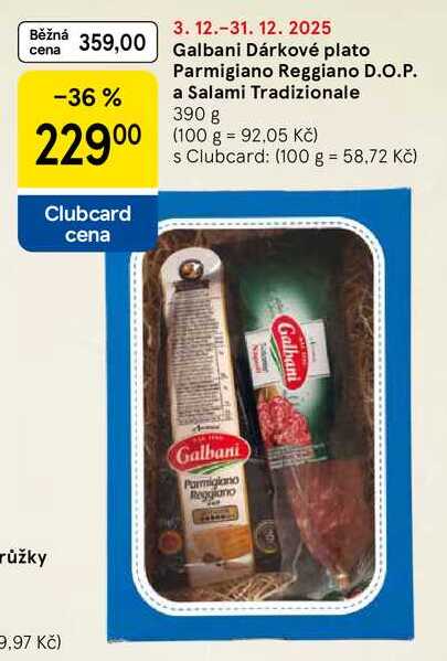 Galbani Dárkové plato Parmigiano Reggiano D.O.P. a Salami Tradizionale, 390 g