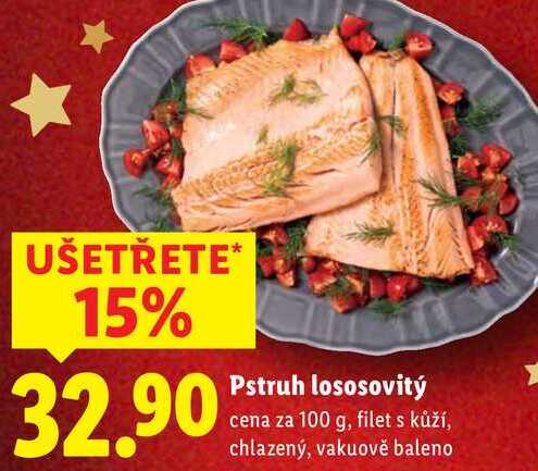 Pstruh lososovitý, cena za 100 g
