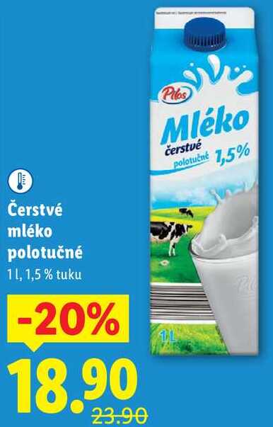 Čerstvé mléko polotučné, 1 l