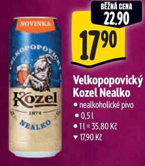 Velkopopovický Kozel Nealko, 0,5 l