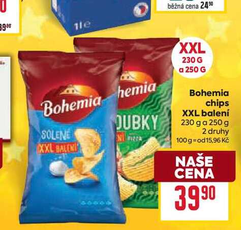 Bohemia chips XXL balení 230 g a 250g