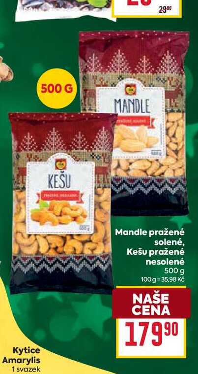 Mandle pražené solené, Kešu pražené nesolené 500 g
