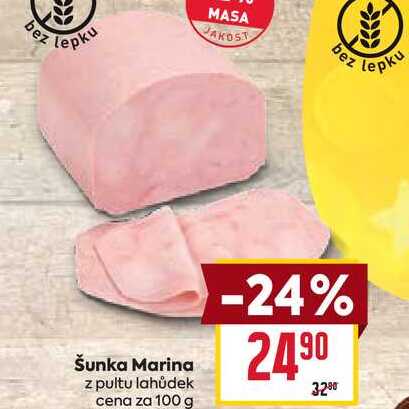 Šunka Marina z pultu lahůdek cena za 100 g