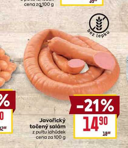 Javořický točený salám z pultu lahůdek cena za 100 g