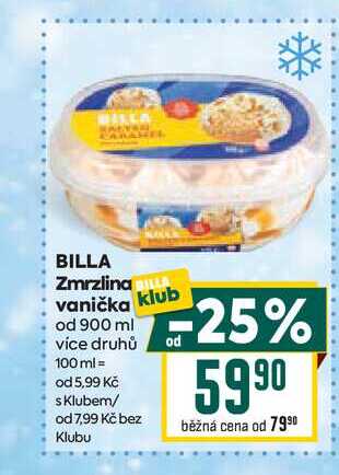 BILLA Zmrzlina vanička od 900 ml 