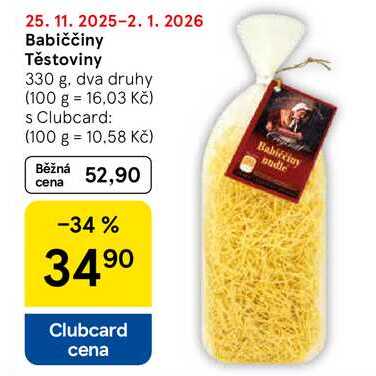 Babiččiny Těstoviny, 330 g 