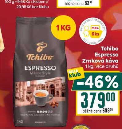 Tchibo Espresso Zrnková káva 1 kg v akci
