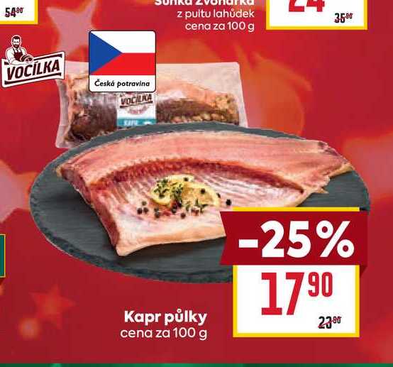 Kapr půlky cena za 100 g 
