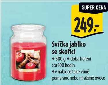 Svíčka jablko se skořicí, 500 g