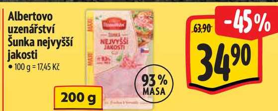 Albertovo uzenářství Šunka nejvyšší jakosti, 200 g