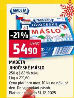 MADETA JIHOČESKÉ MÁSLO 250 g 82% tuku 