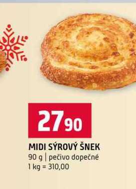 MIDI SÝROVÝ ŠNEK 90 g pečivo dopečné 