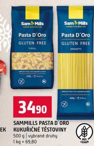 SAMMILLS PASTA D'ORO KUKUŘIČNÉ TĚSTOVINY 500 g vybrané druhy 