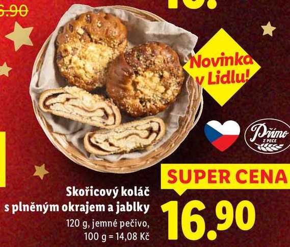 Skořicový koláč splněným okrajem a jablky, 120 g