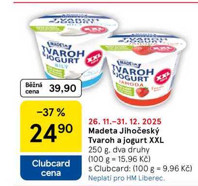 Madeta Jihočeský Tvaroh a jogurt XXL, 250 g