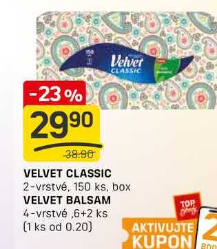 VELVET CLASSIC 2-vrstvé, 150ks, box