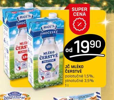 JČ MLÉKO ČERSTVÉ polotučné 1,5% 1l